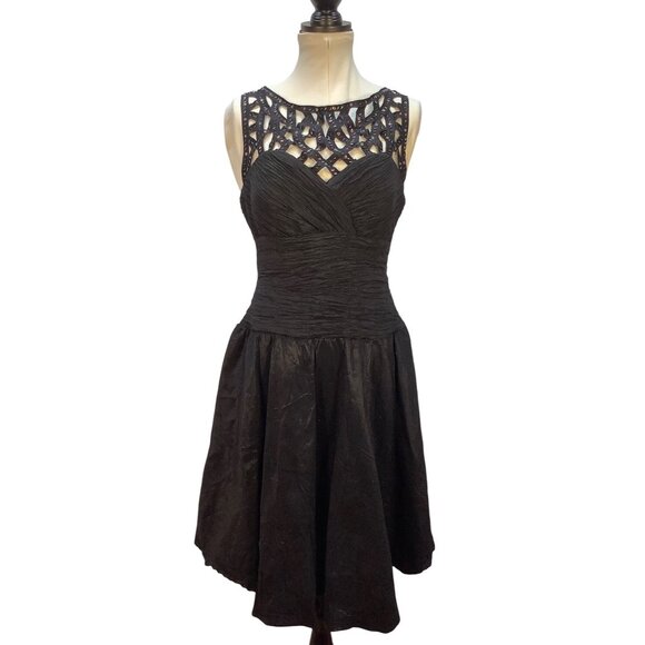 VTG Black Dress Size 16 Sweetheart Neckline Whimsy Goth Fairy Ballet Core - Picture 1 of 7